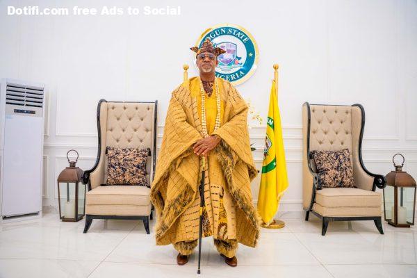Governor Abiodun stuns in custom gold agbada at Ojude Oba 2025