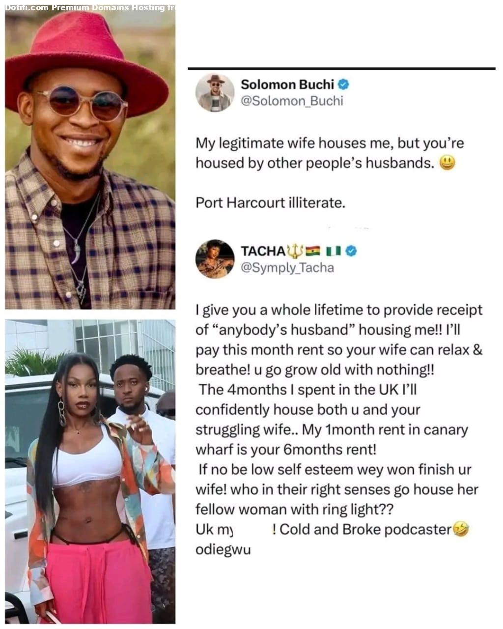My 1month rent in canary wharf is your 6months rent, cold and broke podcaster - Tacha drags Solomon Buchi after he shaded her on her return to Nigeria