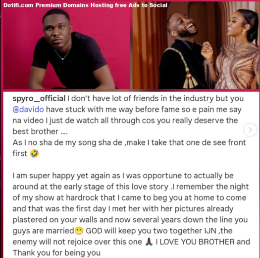Spyro congratulates Davido and Chioma, recalls meeting Chioma for the first time at Davidos home