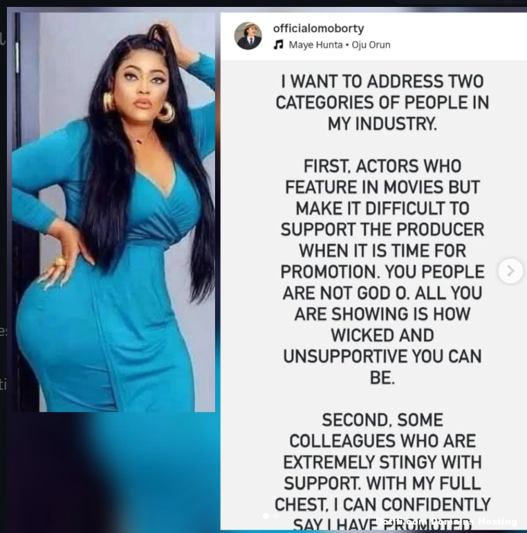Actress Omoborty calls out colleagues over lack of support and poor movie promotion culture