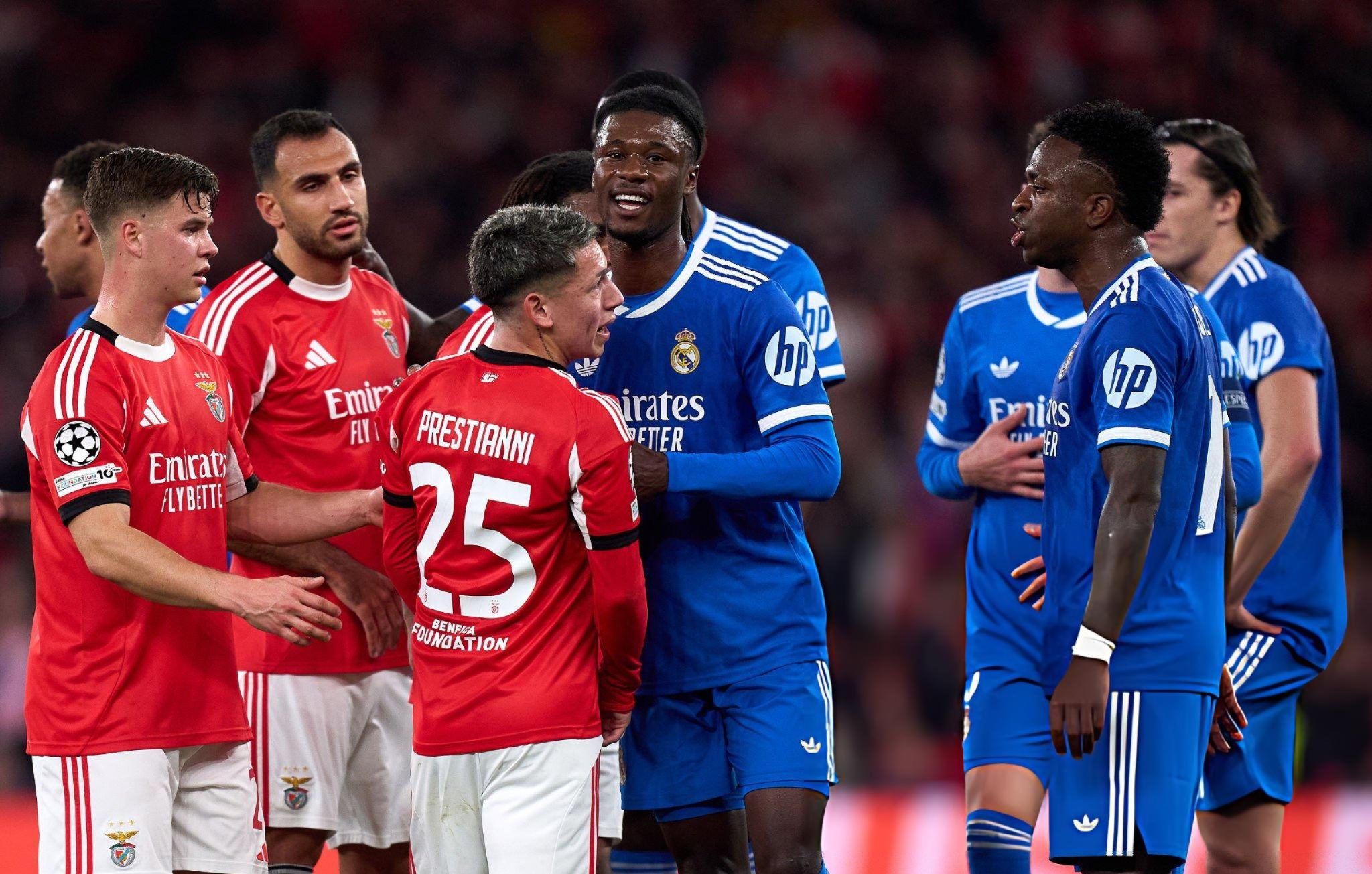 Gianluca Prestianni, Vinícius Jr, Real Madrid, Benfica, UEFA Champions League Playoffs