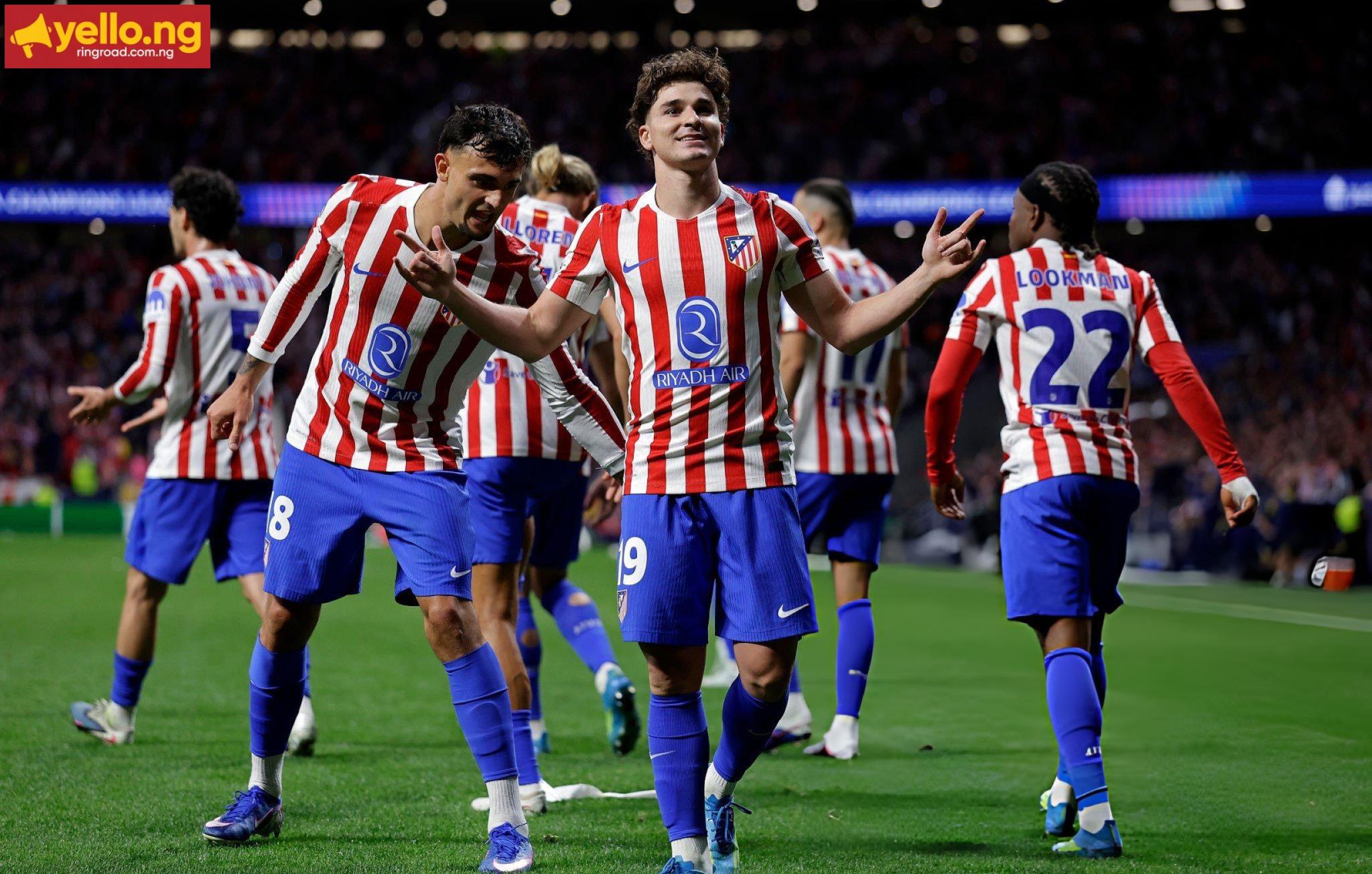 Julian Alvarez, Atletico Madrid, Arsenal, 2025/26 UEFA Champions League, Champions League, Metropolitano Stadium, Madrid, Spain